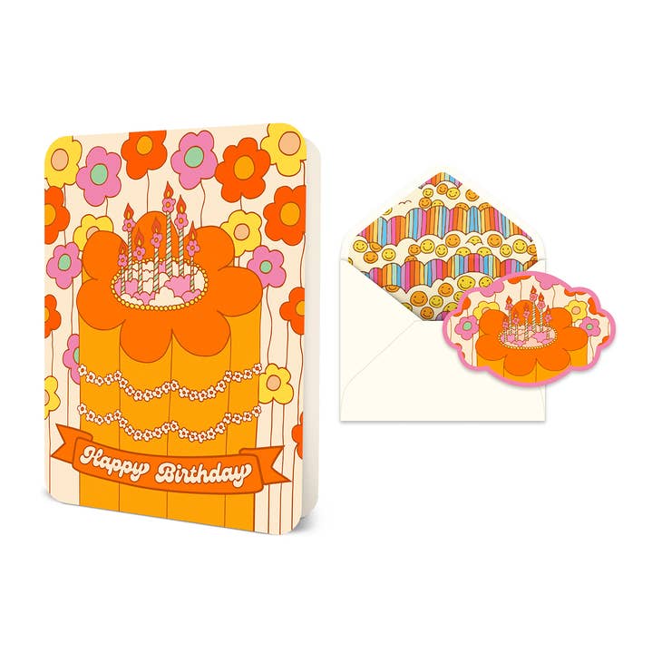 BLOOMING BIRTHDAY CAKE DELUXE GREETING CARD