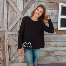 Load image into Gallery viewer, BLACK CAT CREW SWEATER
