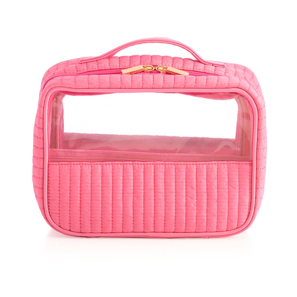 EZRA SET OF 2 CLEAR COSMETIC CASES: Pink