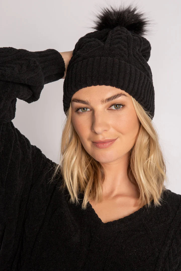 CABLE CREW LOUNGE BEANIE - BLACK