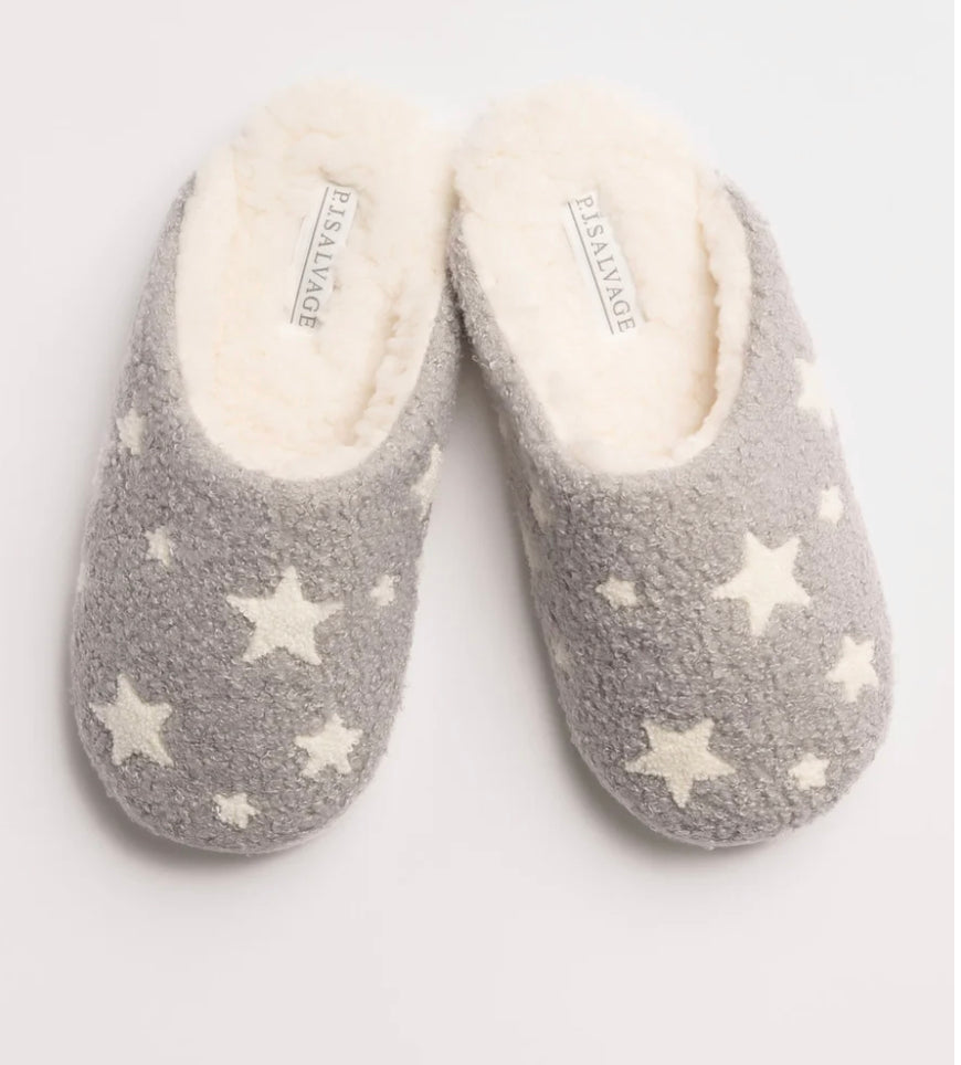 Checked Cozy Slippers - Lt. Grey