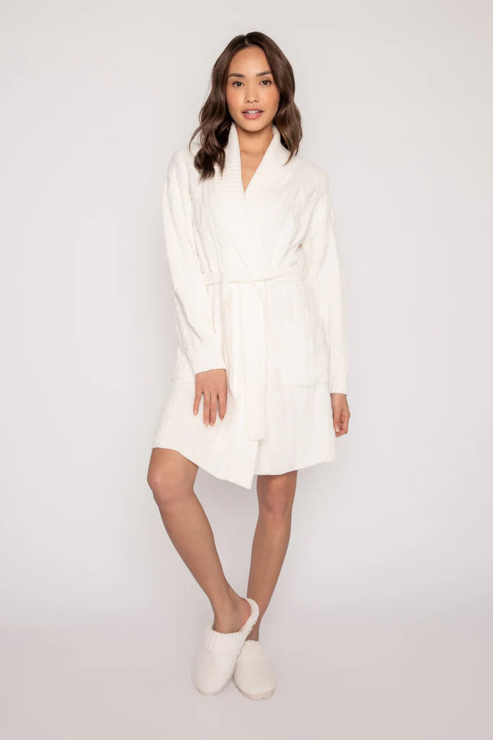 CABLE KNIT ROBE - IVORY