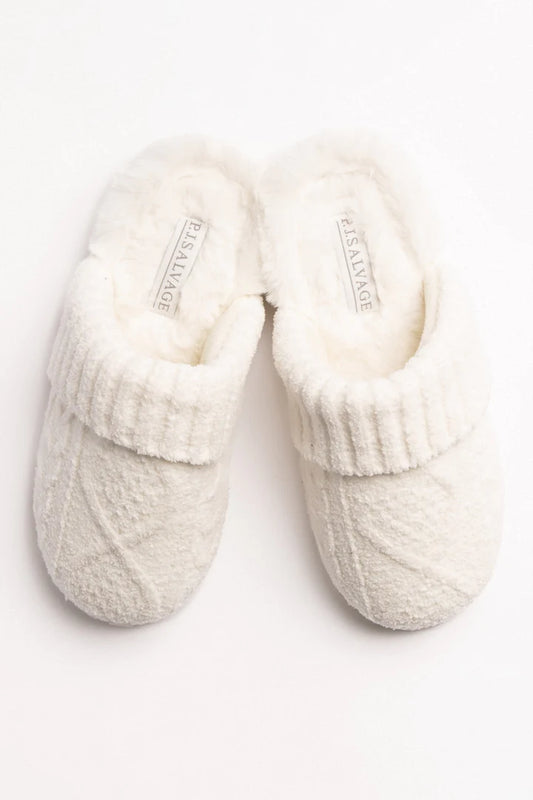 CABLE KNIT SLIDES - IVORY