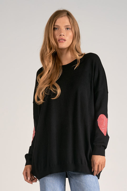 Heart Elbow Patch Sweater