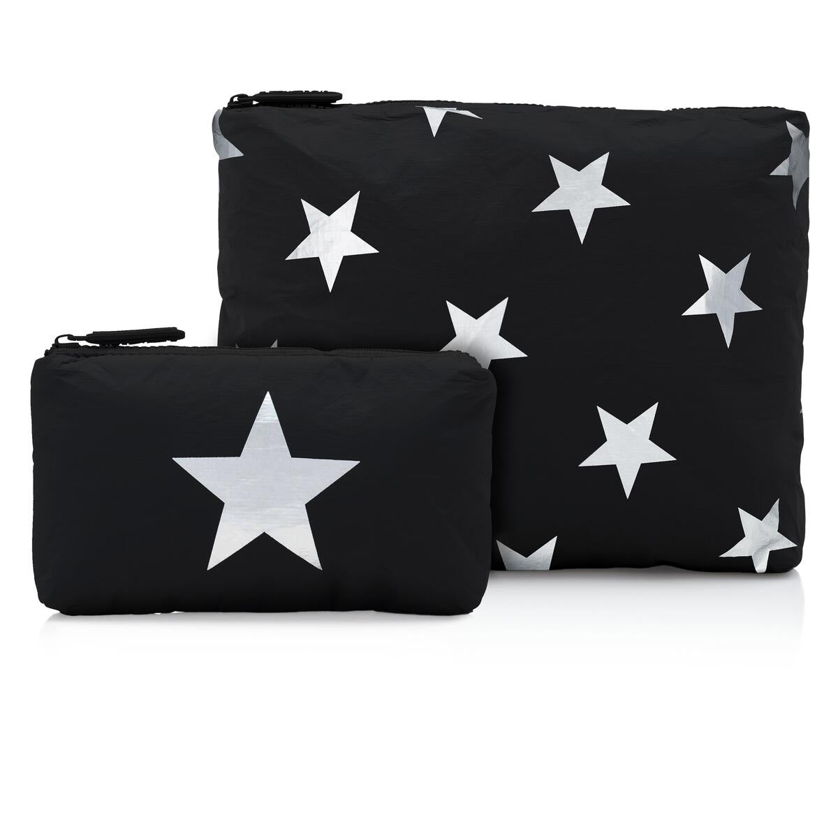 Set of Two- Black with Shimmer White Multi Stars