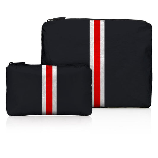 Set of Two- Black with Red and White Stripes