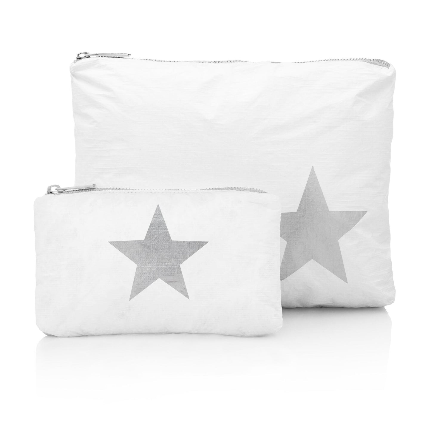 Shimmer White Star  Set of Two Pouches