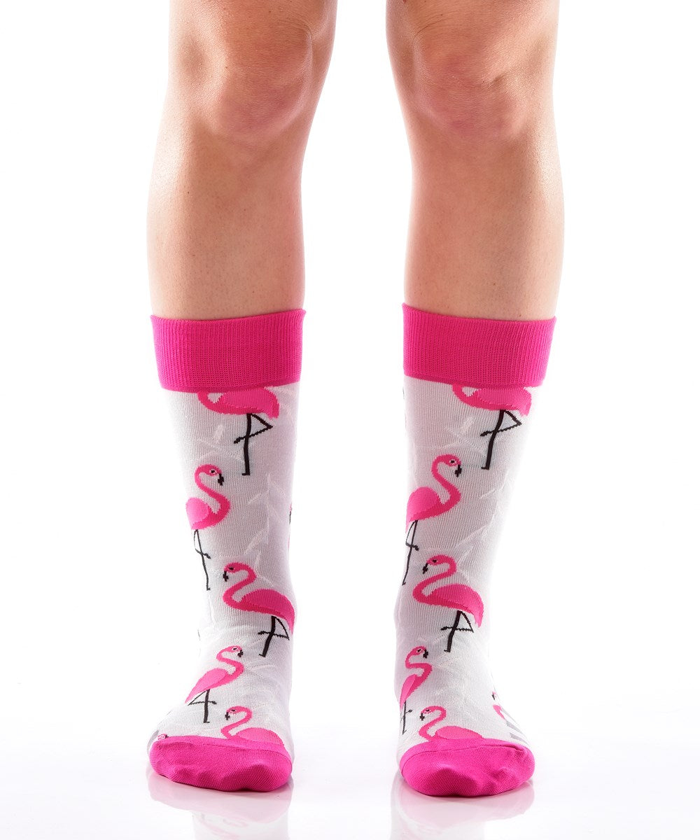 Women's Crew Sock, Pink Flamingo