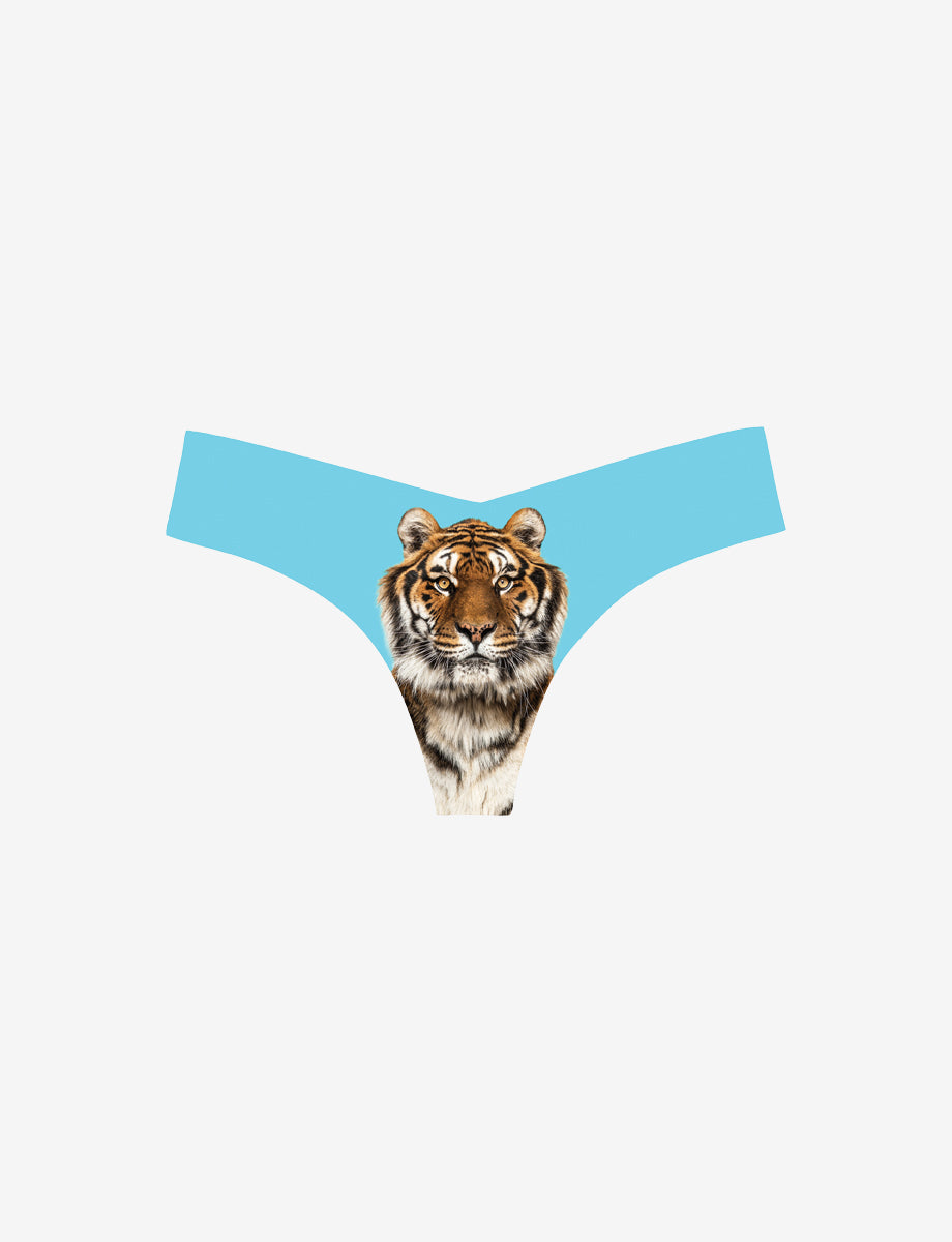 Blue Tiger Seamless Thong