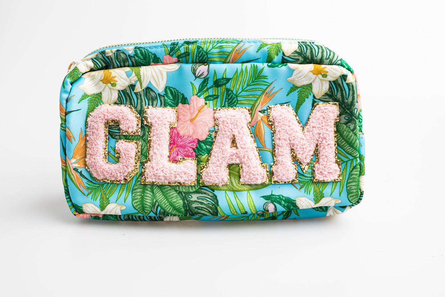 Floral Medium Nylon Pouch with G-L-A-M patches