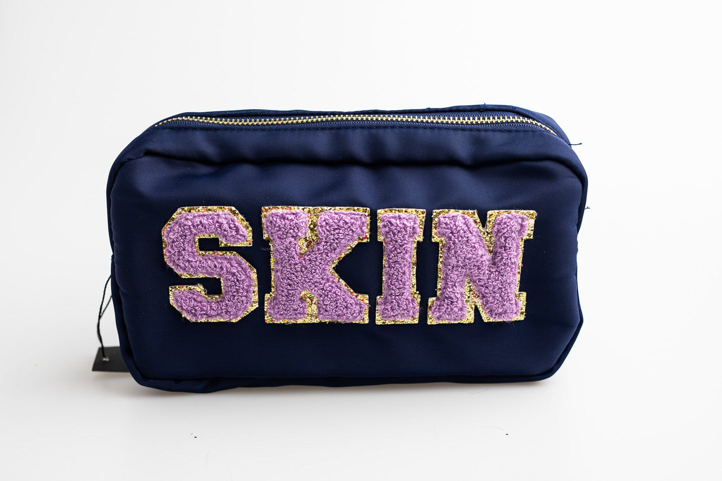 Navy Medium Nylon Pouch with S-K-I-N patches