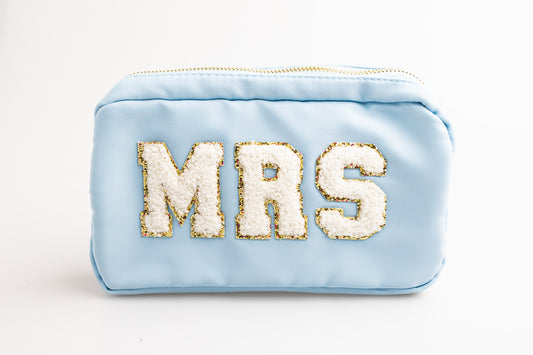 Light Blue Medium Nylon Pouch with M-R-S patches