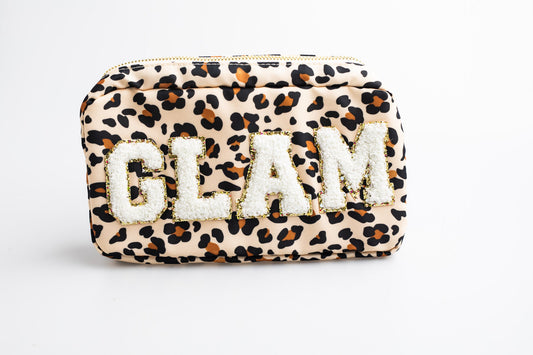 Leopard Medium Nylon Pouch with G-L-A-M patches