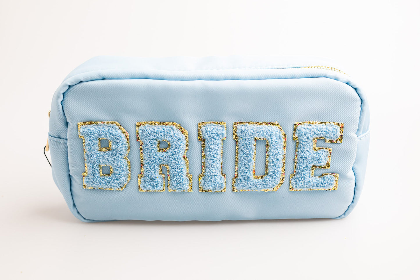 Light Blue Large Nylon Pouch with B-R-I-D-E patches
