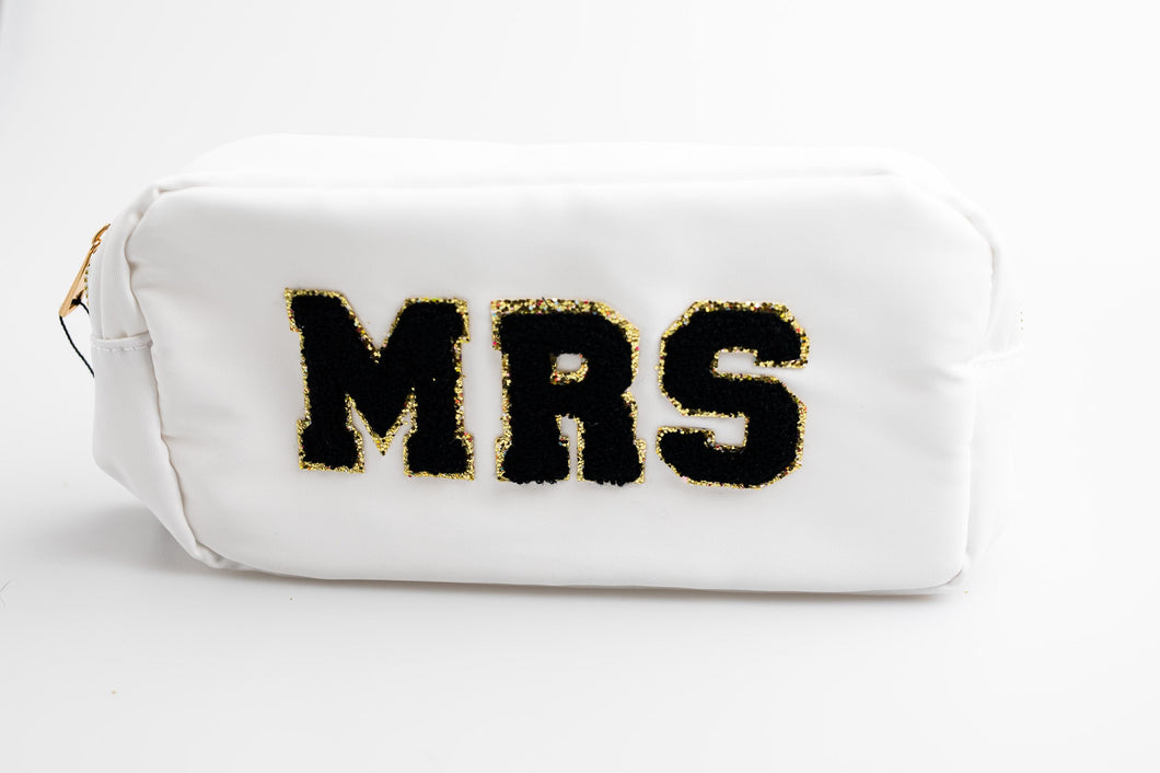 White Large Nylon Pouch with M-R-S patches
