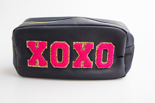 Grey Large Nylon Pouch with X-O-X-O patches