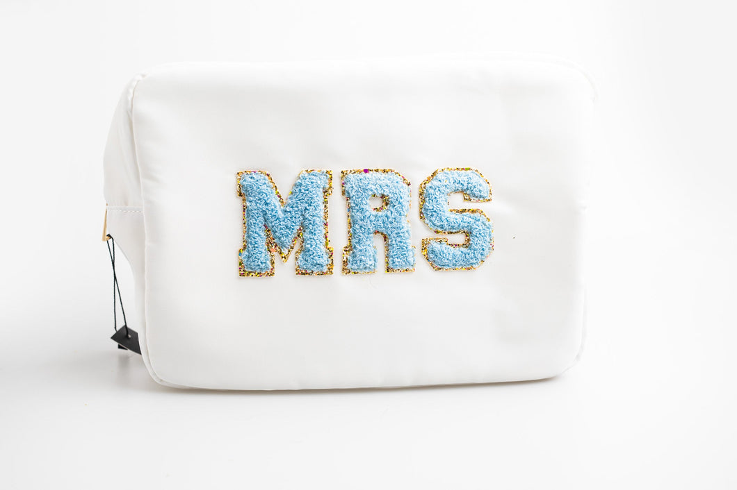 White Extra Large Nylon Pouch with M-R-S patches