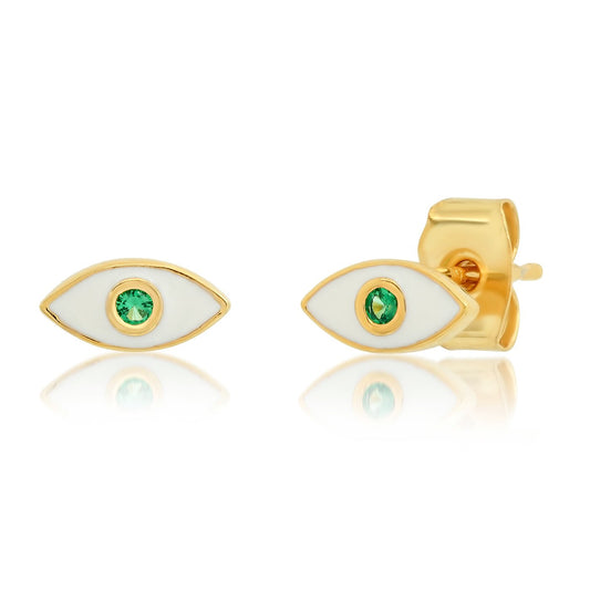 Marquee Evil Eye and Green CZ Stud