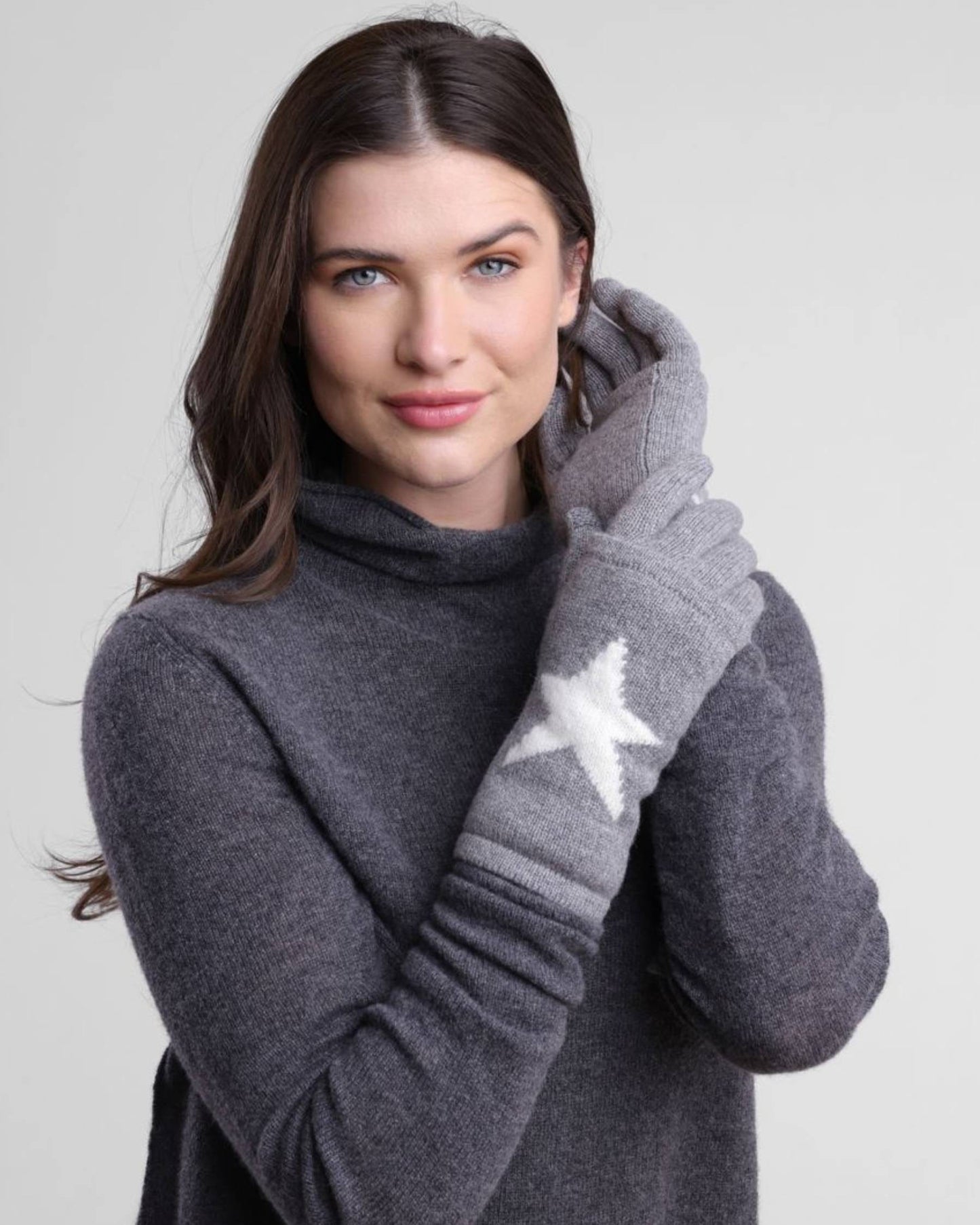 Cashmere/Angora Star Intarsia 3-in-1 Glove