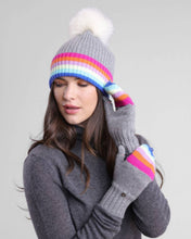 Load image into Gallery viewer, Cashmere Rainbow Hat w/ Fox Pom
