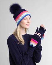 Load image into Gallery viewer, Cashmere Rainbow Hat w/ Fox Pom
